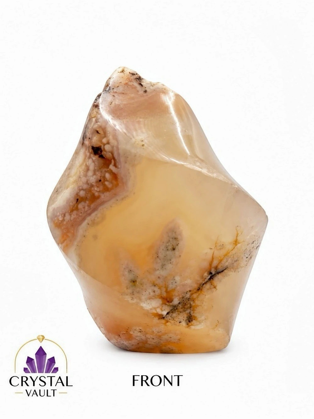 Flower Agate Crystal Flame 3” Polished Carnelian Freeform Natural Stone